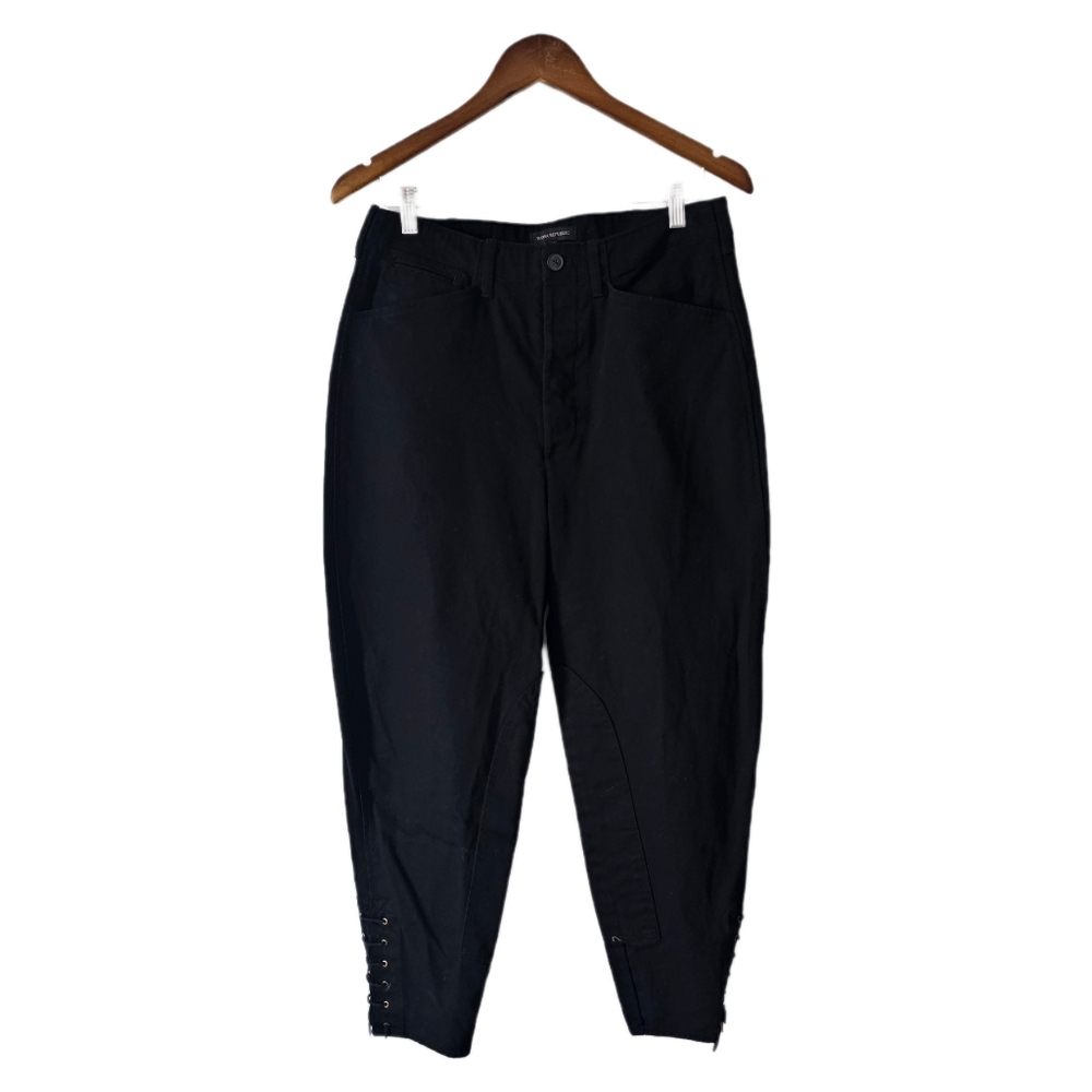 Banana Republic Barrel Leg Black Twill Lace Up Pants